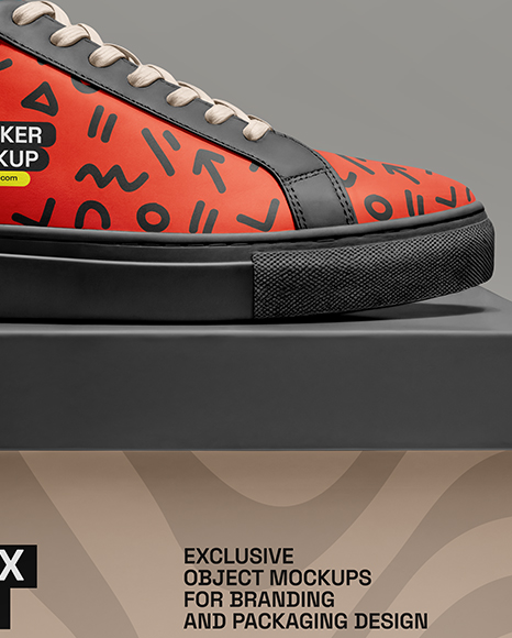 Single Sneaker on Shoe Box Mockup