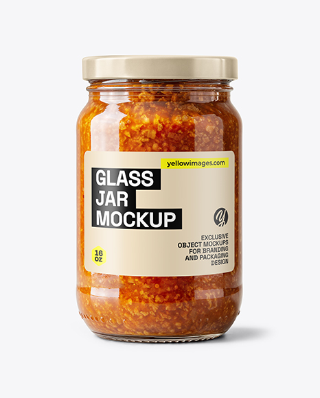 Clear Glass Jar with Meat Ragu Mockup
