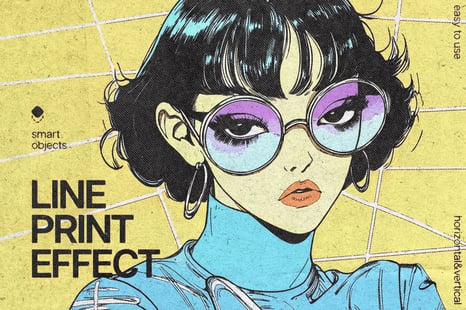 Line Halftone Print Photo Effect - Add-Ons
