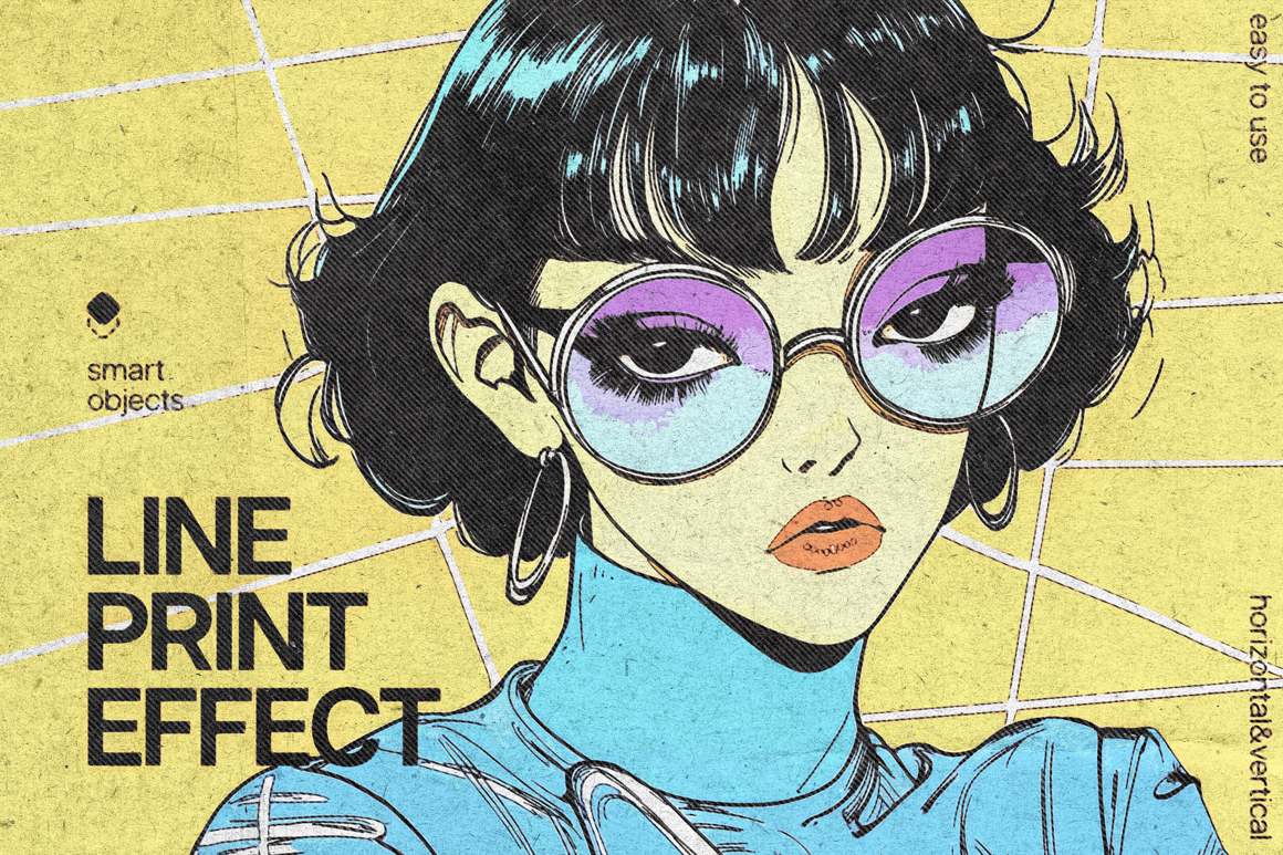 Line Halftone Print Photo Effect