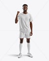 Afro-American Man Wearing a Full Soccer Kit Mockup
