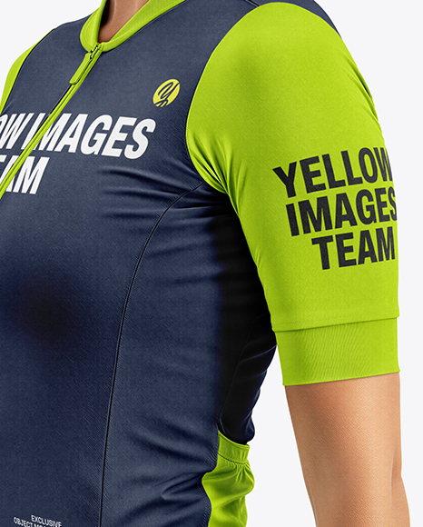 Woman Wearing Cycling Jersey and Bib Shorts Mockup
