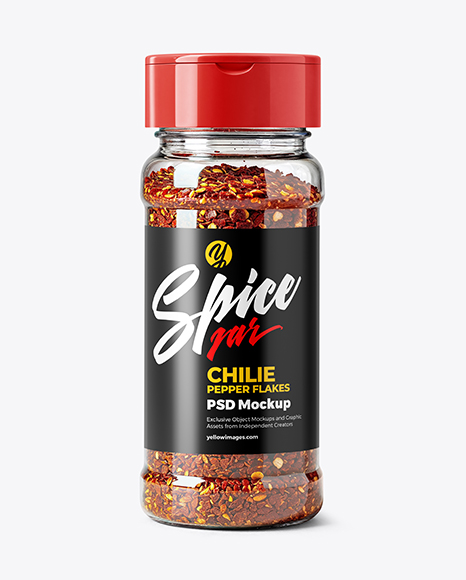 Glass Jar with Chili Pepper Flakes Mockup - Realistic mockups
