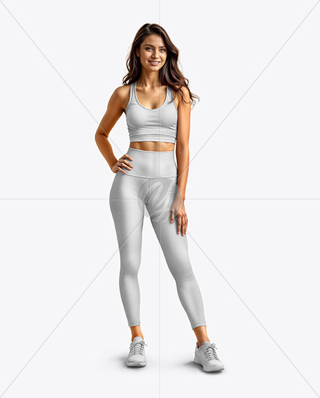 Woman Wearing a Crop Top and Leggings Mockup