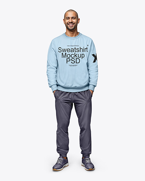 Man Wearing a Sweatshirt and Pants Mockup - Blank sweatshirt mockup