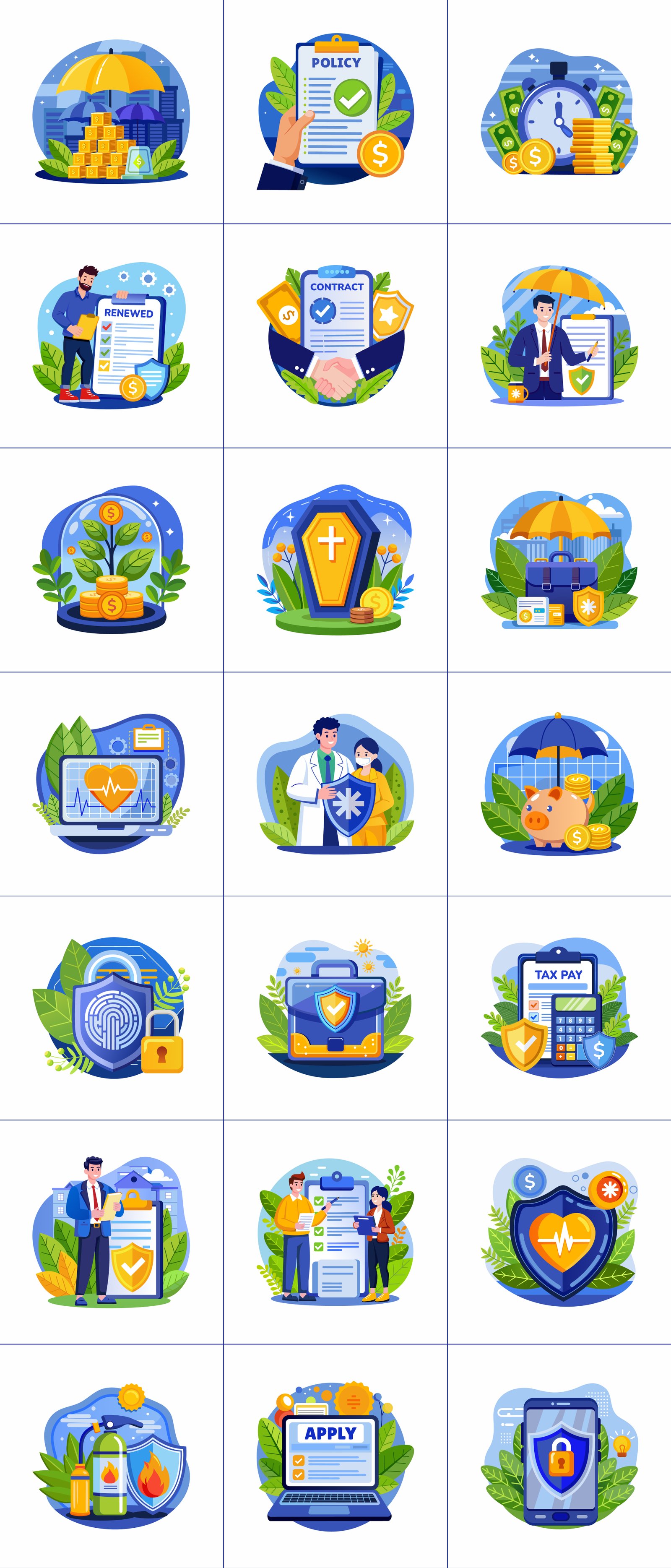 Insurance Illustration Art Set