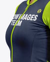 Woman Wearing Cycling Jersey and Bib Shorts Mockup