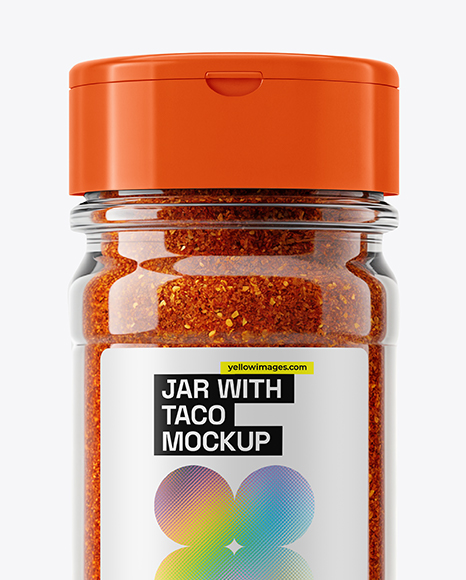 Clear Glass Jar with Taco Seasoning Mockup