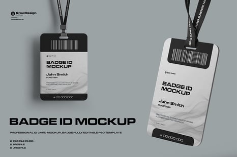 2 ID Card Badge Mockups. Vol.01. Generated AI - Product Mockups