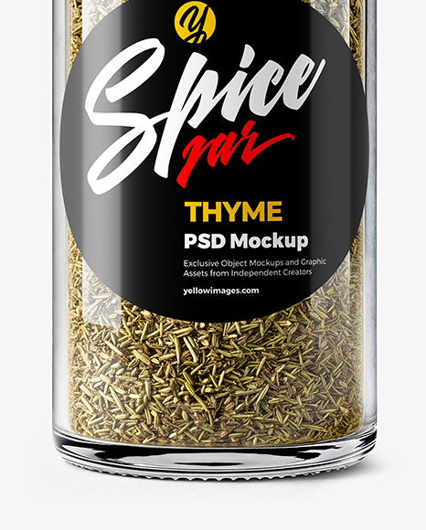 Glass Spice Jar with Thyme Mockup