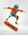 Boy Wearing T-Shirt and Shorts with Skateboard Mockup