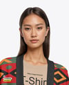 Young Asian Woman Wearing Cardigan and T-Shirt Mockup