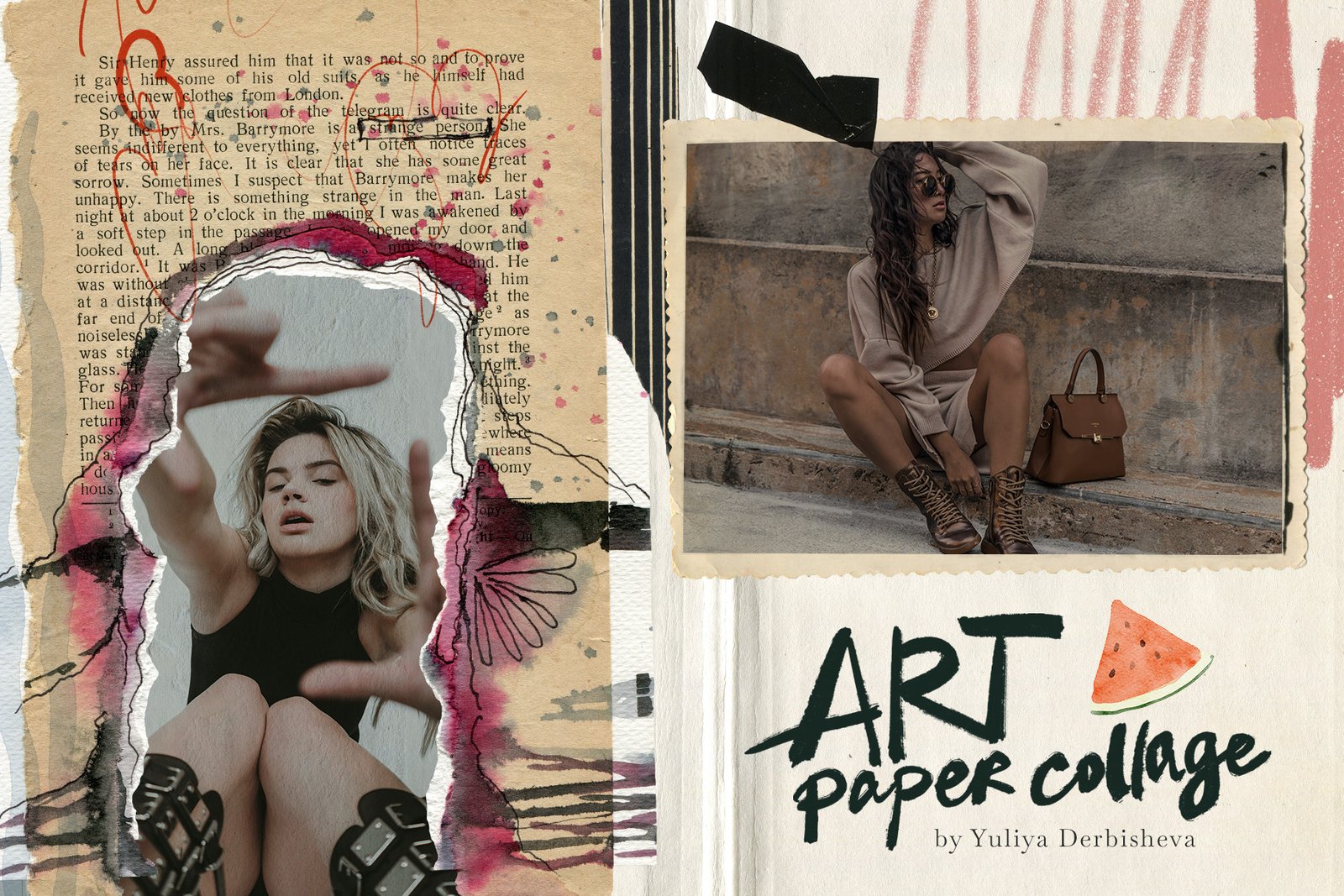 Art Paper collage Vintage &amp; Modern Overlay Textures, Torn, ripped, cutout elements scraps
