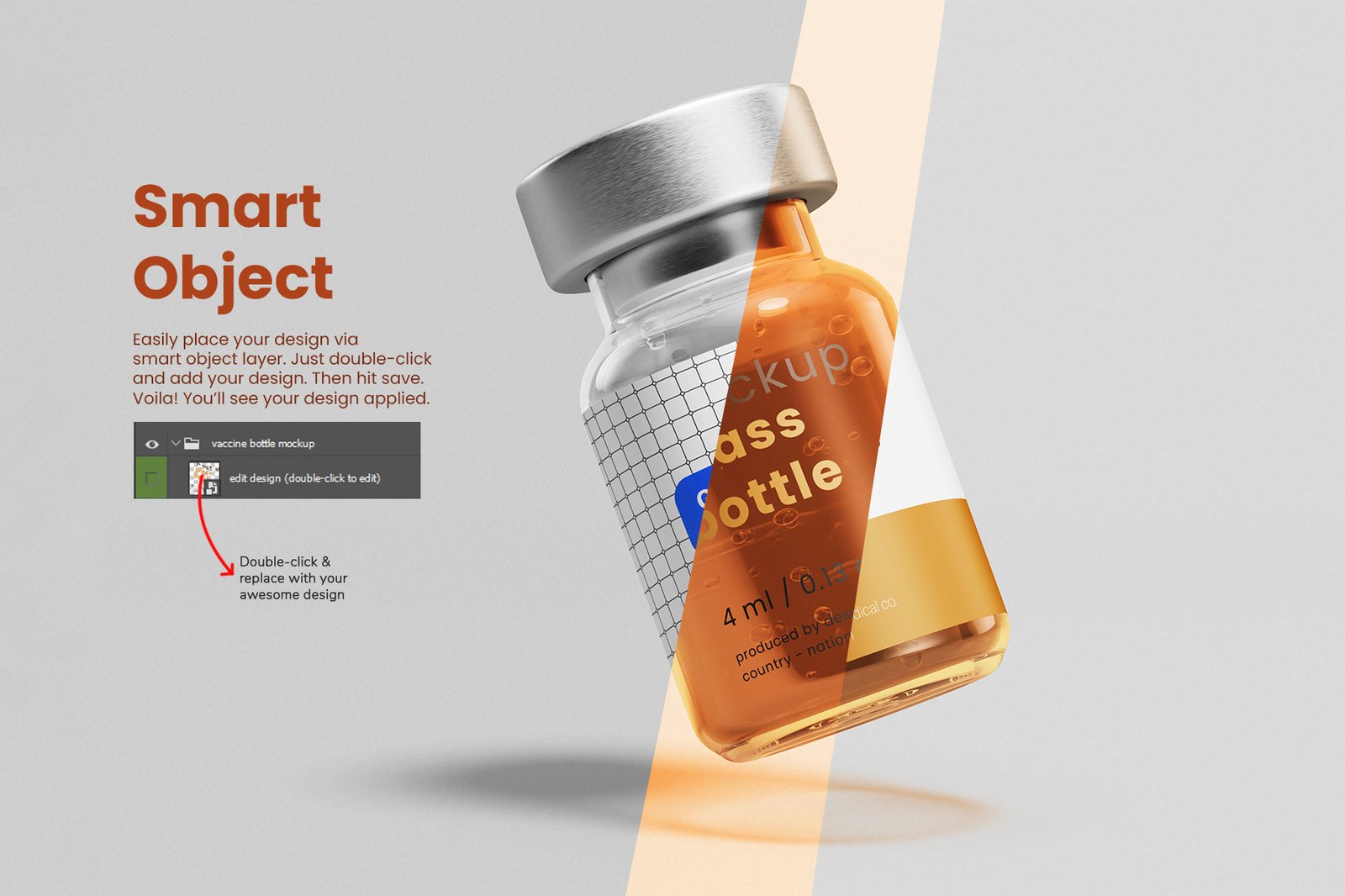Vaccine Glass Vial Bottle PSD Mockup Set