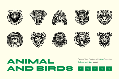 Animals and Birds Glyph Icon Set - Icons