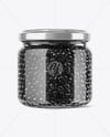 Glass Jar with Black Caviar Mockup