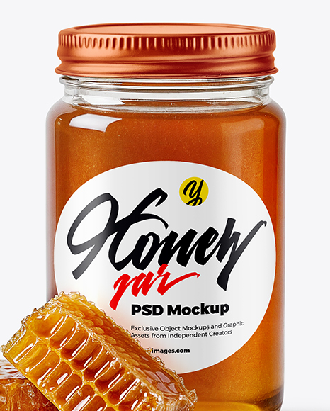 Glass Jar with Wildflower Honey Mockup