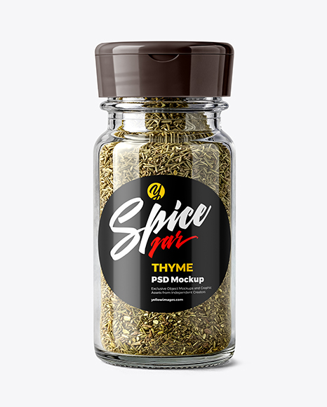 Glass Spice Jar with Thyme Mockup - Seasoning mockup