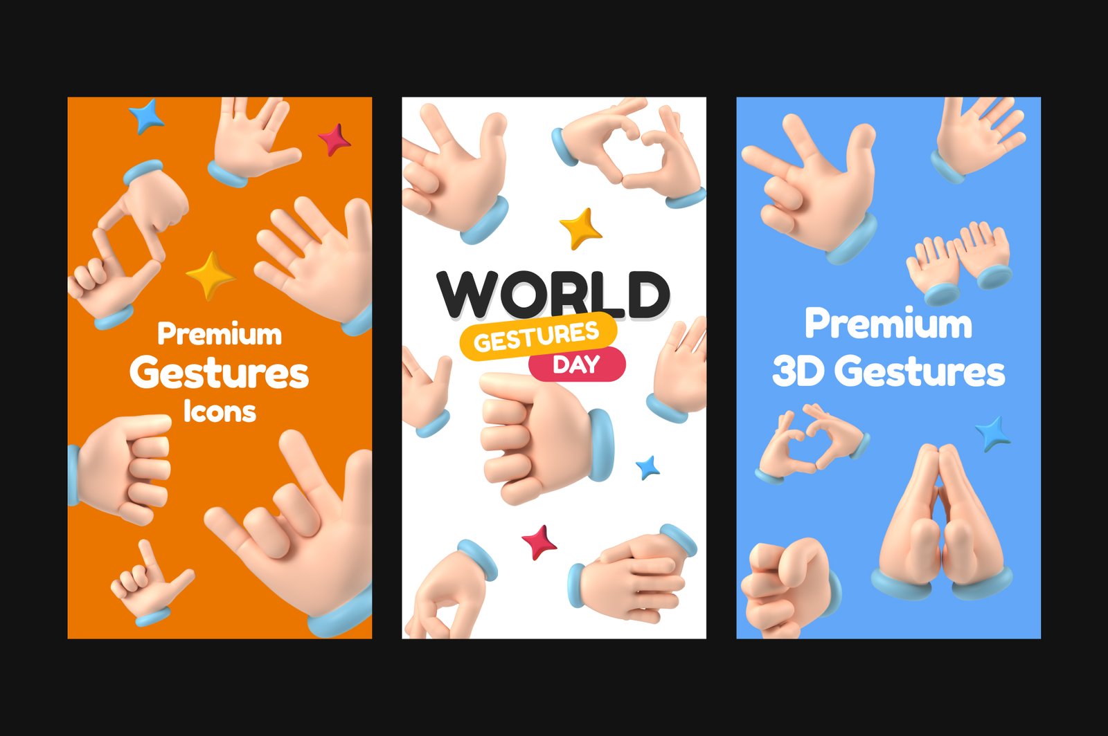 Floating 3D Hands Icons