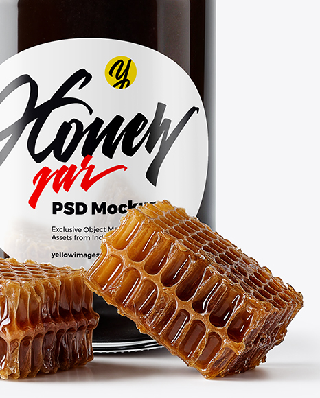 Glass Jar with Knotweed Honey Mockup