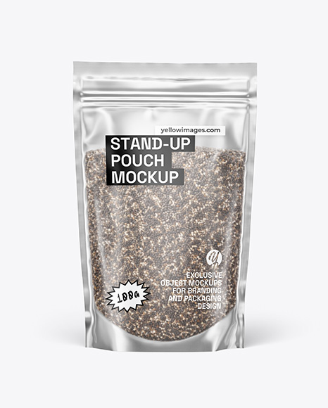 Frosted Stand-Up Pouch w/ Chia Seeds Mockup