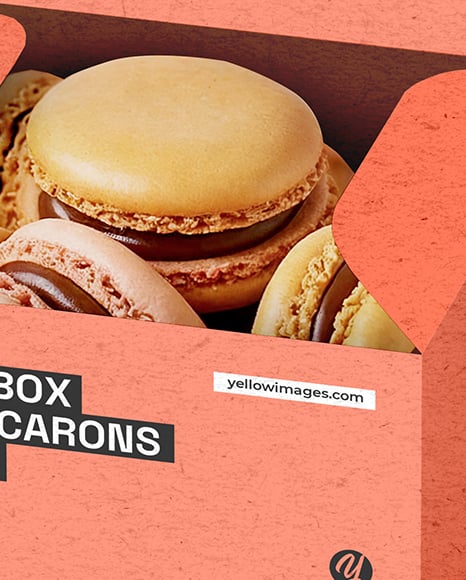 Kraft Paper Box w/ Macarons Mockup
