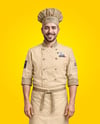 Man Wearing Chef Uniform and Chef Hat Mockup