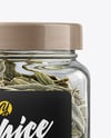 Square Plastic Jar with Sage Herb Mockup