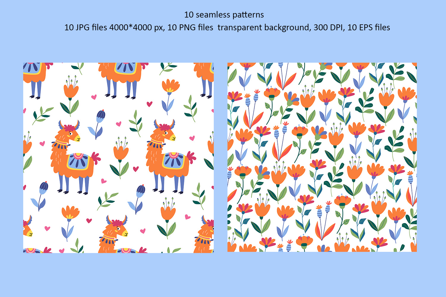 Funny Llamas Clipart and Pattern Collection