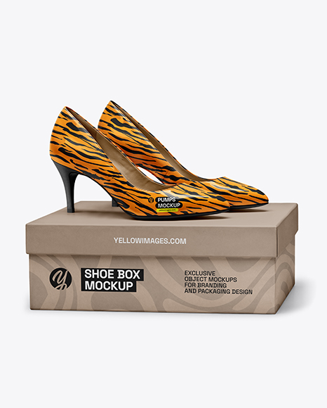 Pair of Pumps with Shoe Box Mockup - Gift box mockup