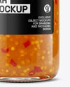 Clear Glass Jar with Hot Pepper Jelly Mockup