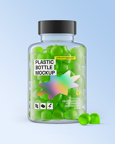 300сс PET Bottle with Gummies Mockup