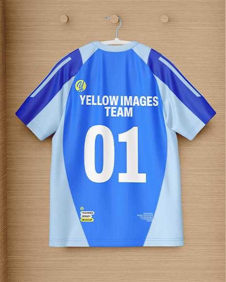 Soccer Training Kit Hanging inside a Wooden Locker Mockup