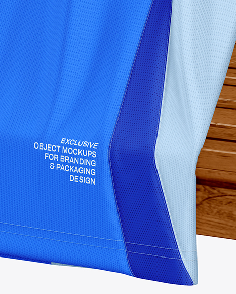 Training Jersey on Hanger Over Wooden Bench Mockup