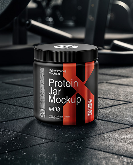 Protein Jar Mockup - Frosted+Protein+Jar+Mockup+In+Jar+Mockups+On+Yellow+Images