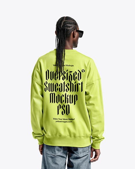 Black Man Wearing an Oversize Sweatshirt and Jeans Mockup - Blank sweatshirt mockup