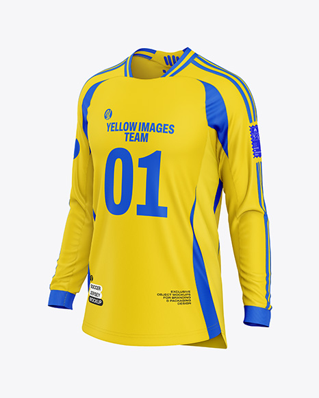 Long Sleeve Soccer Jersey Mockup - Half Side View
