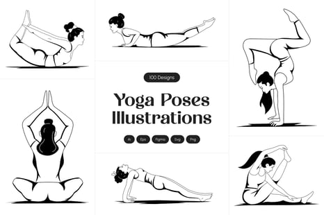 Yoga Poses Illustration Set - Graphics