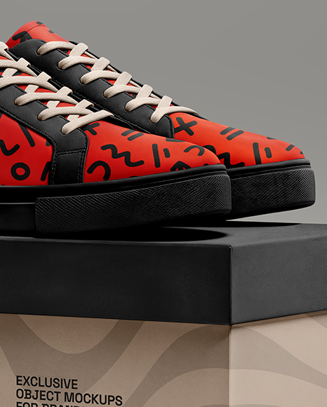 Pair of Sneakers with Shoe Box Mockup