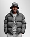 Black Man Wearing Puffer Jacket and Bucket Hat Mockup