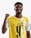 Afro-American Man Wearing a Full Soccer Kit Mockup