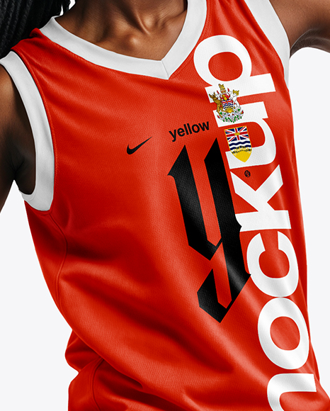 Black Woman Wearing Full Basketball Kit Mockup