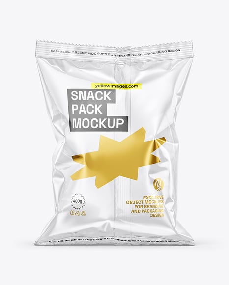 Transparent Clear Plastic Snack Bag Mockup