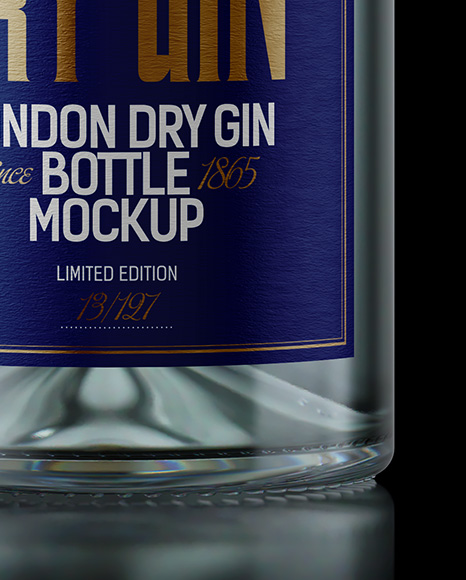 Dry Gin Bottle on Black Background Mockup