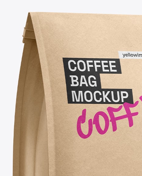 Kraft Coffee Bag Mockup – Half Side View