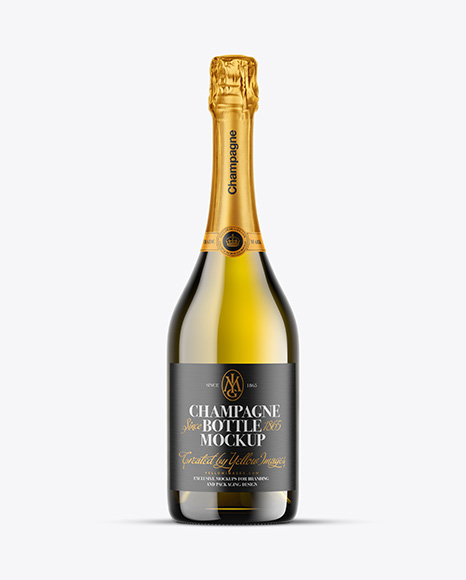 Antique Green Glass Champagne Bottle Mockup