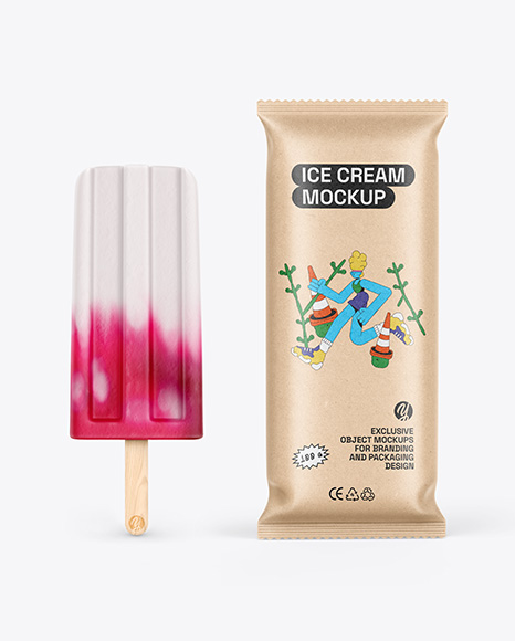 Kraft Flow Pack W/ Ice Cream Mockup