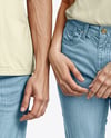 A Young Man and a Young Woman Wearing T-shirts and Jeans Mockup