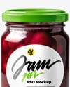 Clear Glass Jar with Cherry Jam Mockup