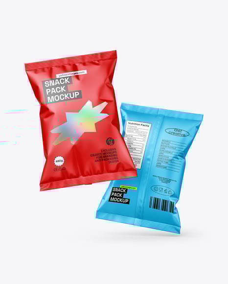Matte Snack Bags Mockup